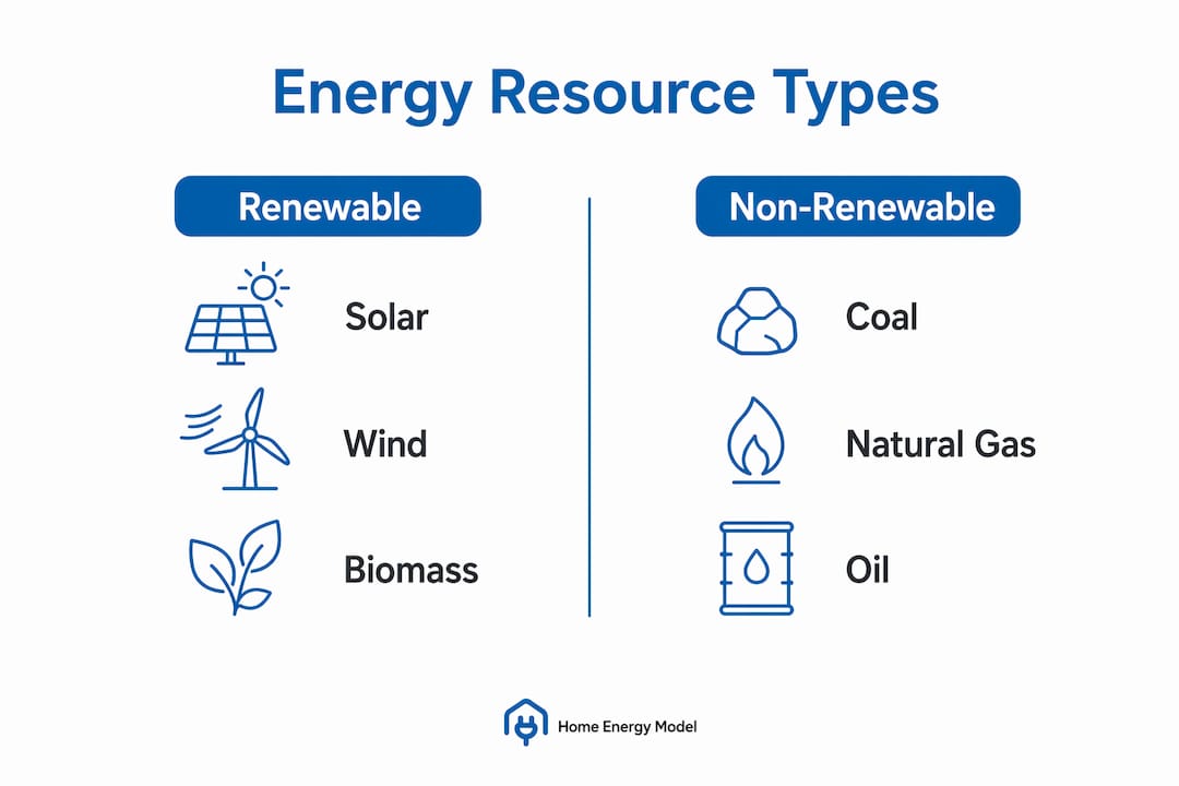 Infographic comparing renewable and non-renewable energy sources