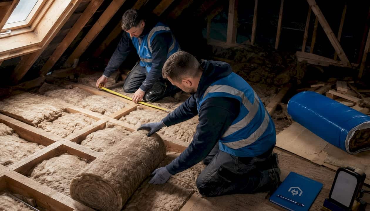 Loft insulation installation by miners