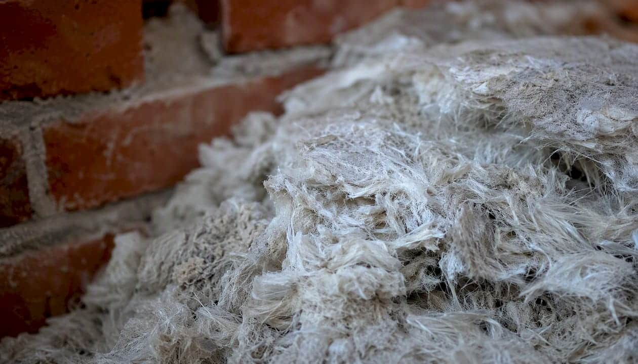 Close-up of fibrous asbestos insulation