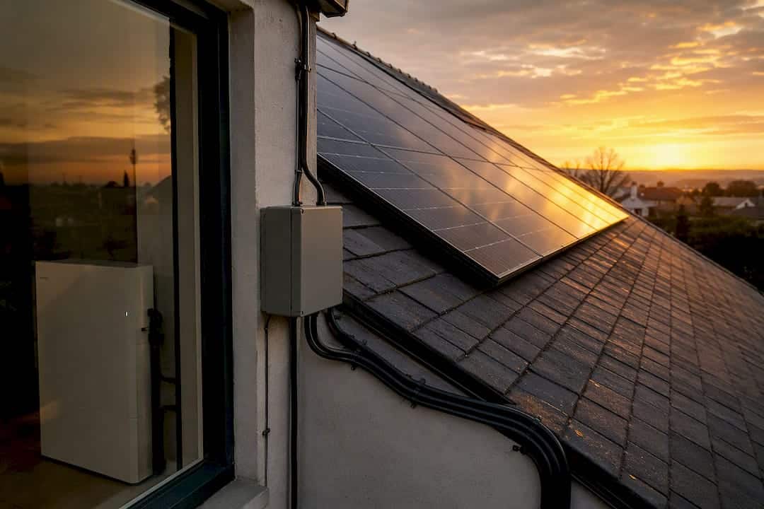 Solar panels and home battery system connection