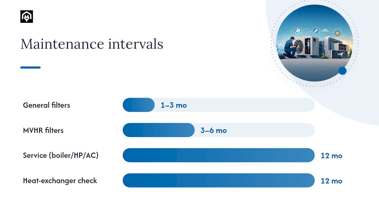 Controls, sizing and the maintenance schedule that keeps it all running — overview diagram
