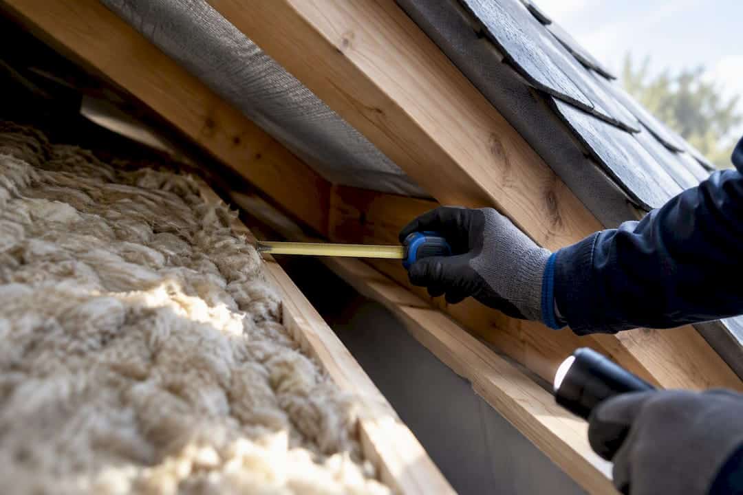 Installer checking loft ventilation gap