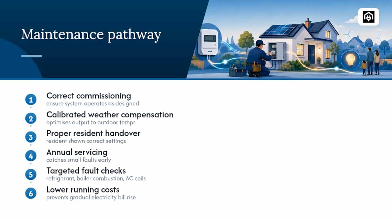 Heating system maintenance workflow for UK homes