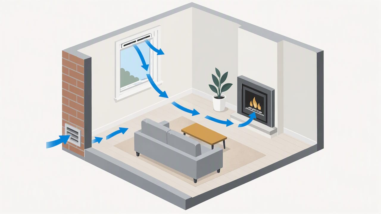 Ventilation openings kept clear near heat sources
