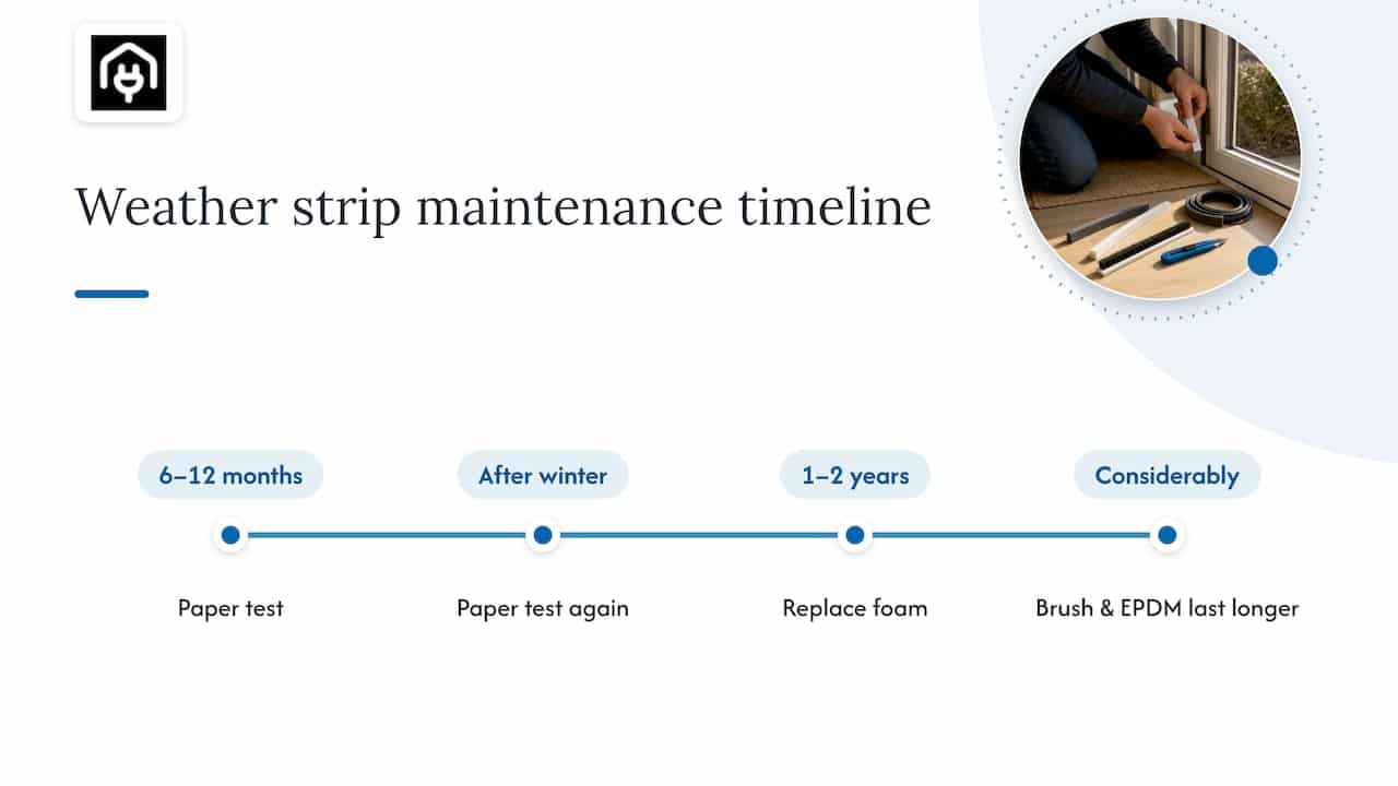 Weather stripping inspection and replacement timeline