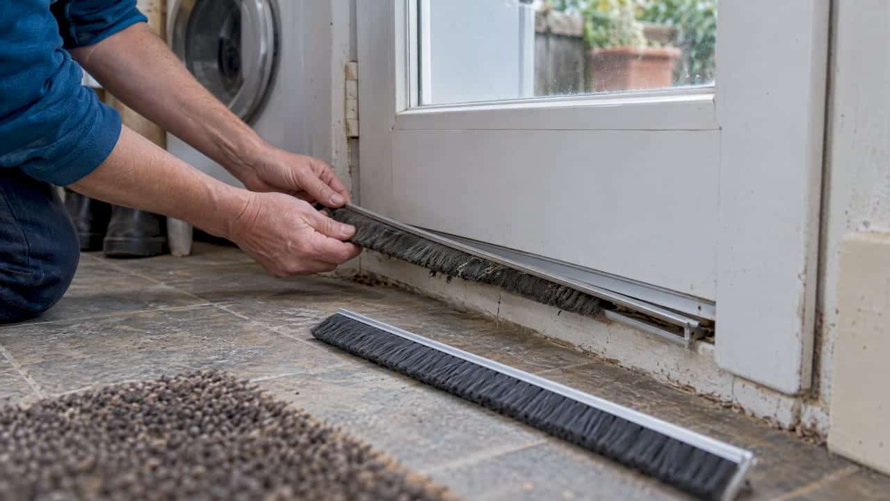 Hands replacing a carrier-mounted brush seal