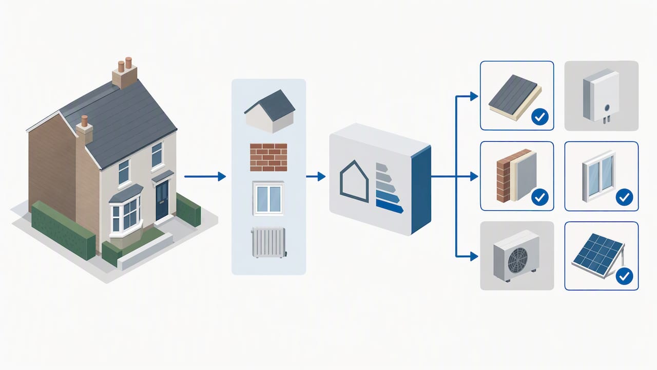 Assessment matching home features to suitable improvements