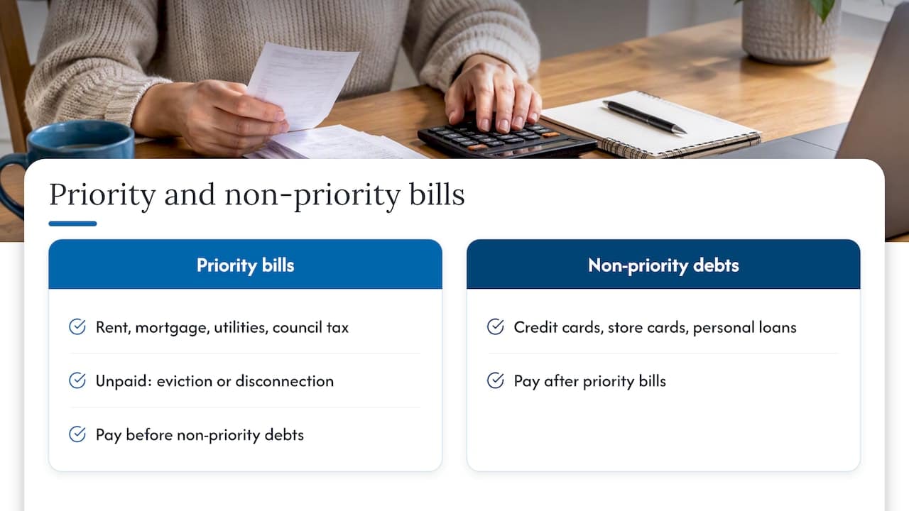 Priority bills compared with non-priority debts